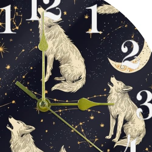 Horloge murale à quartz silencieuse loups, cadeau déco idéal - 7
