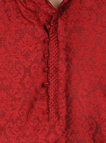 Image of Amazon Brand - Anarva Men's Jacquard Silk Embroidered Kurta Pyjama Set Paisley Thread Work Festive Party Dress