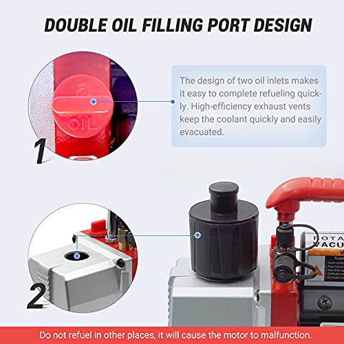 Autogen 5Cfm Vacuum Pump, 1/2Hp 38 Micron 110V Air Vacuum Pump For R12 R22 R134A R410A, 1-Stage Vacuum Pump For Hvac/Auto Ac Refrigerant Recharging, Degassing Wine, Milking Cow, Food Processing #TOP4