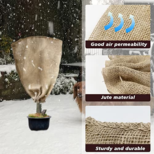 4 Pack 24” × 40” Burlap Winter Plant Cover Bags - Plant Covers Frost Protector With Drawstring Plant Covers Freeze Protection Frost Blankets Shrub Jacket，Freeze Blanket For Outdoor Plants Fruit Tree #TOP1