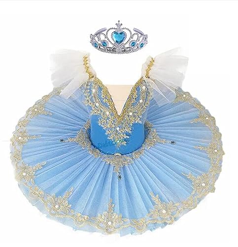 Tutú de Ballet para Niñas Tutú Tipo Panqueque Vestido de Bailarina para Fiesta Competición Disfraz de Baile de Ballet para Mujer Disfraz de Actuación (110)