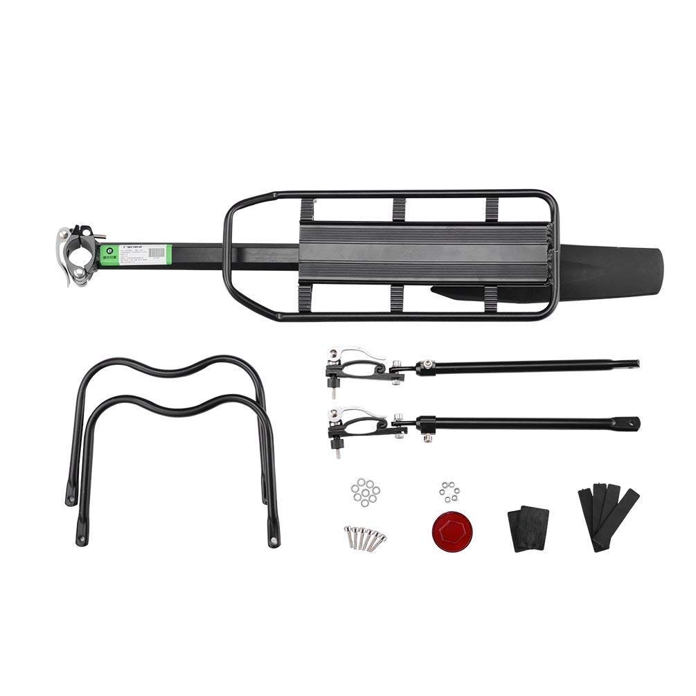 ROCKBROS Porte Bagages Vélo Arrière VTT Fixation Tige de Selle, Transporteur avec Reflecteur et Garde-Boue, Universel Installation Rapide Noir