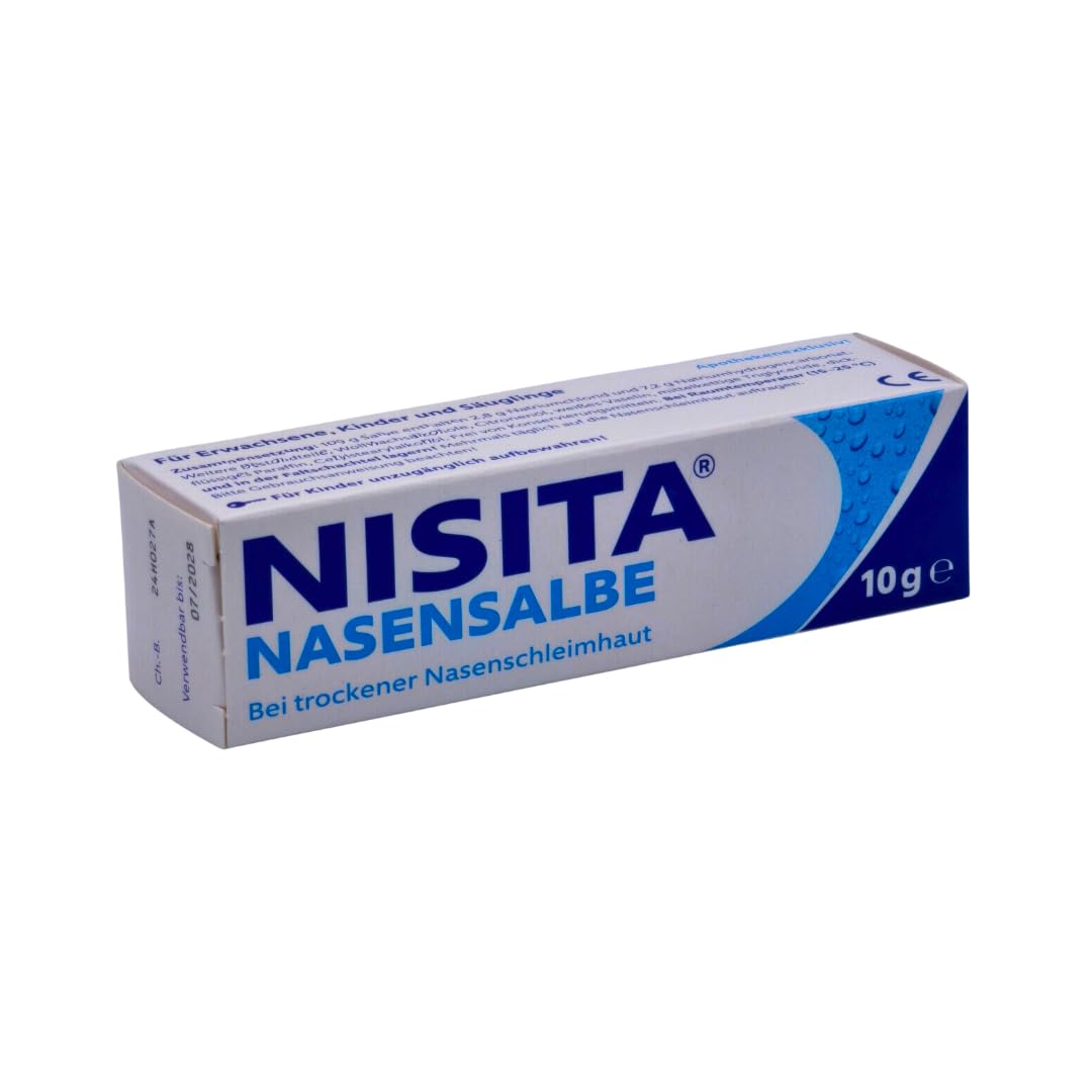 Nisita Nasensalbe 2x 10 g I Befeuchtet & pflegt trockene Nasenschleimhaut I Löst Borken & Krusten I Konservierungsstofffrei I Für Säuglinge, Kinder & Erwachsene I Spar-Set plus Pharma Perle give-away