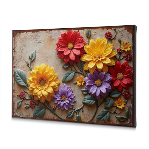 Toile de Pâques haut de gamme aux fleurs colorées et fond texturé