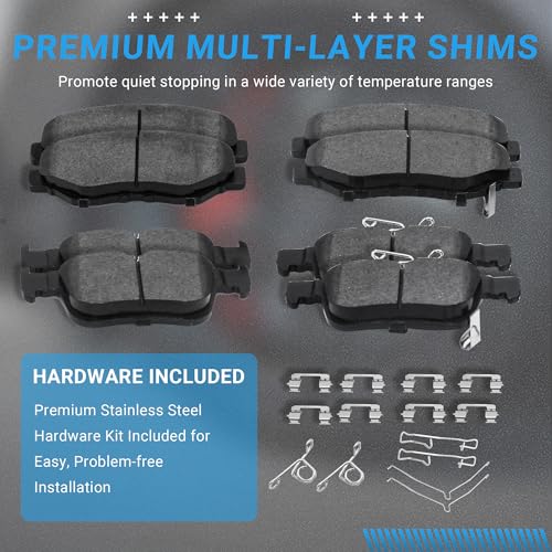 Image of Brake Pads Front and Rear Compatible with 2016-2021 Honda Civic 1.5L 2.0L Automotive Replacement Brake Pads Semi-Metallic D1878 D914