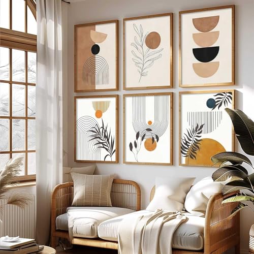 Image of kotart Painting Boho Wall Art Home Decoration Paintings With Frame For Living Room Bed Room Hotel Wall Decor Digital Reprint Set Of 6 (Art-4, 19x25 inch)
