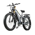 BURCHDA Dual Motor 95/190 N.m Electric Mountain Bikes for Adults E-Bike 48V 20Ah Removable Battery up to 120 km, 26X4 Fat Tire Ebike with LCD Display Full Suspension Bicycle RX80 (RX80 Single Motor)