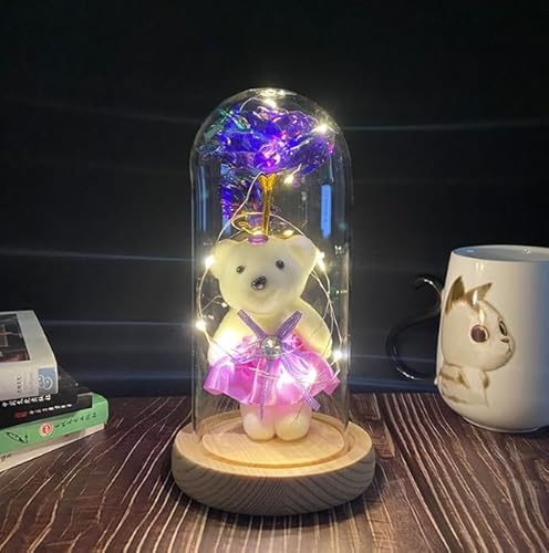 Demanca バラ 造花 Lechin 24Kゴールドローズ 枯れない花 金メッキローズ LEDライト付き電池式 薔薇 花束 プレゼントバレンタインデー 母の日 誕生日 結婚記念日 クリスマス 新年 お祝いに適用 彼女への贈り物プレゼントクリスマスプレゼ