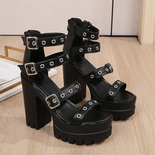 Women's Chunky High Heel Platform Gladiator Sandals Open Toe Back Zipper Comfortable Gladiator Sandals Summer Dress Sandals2