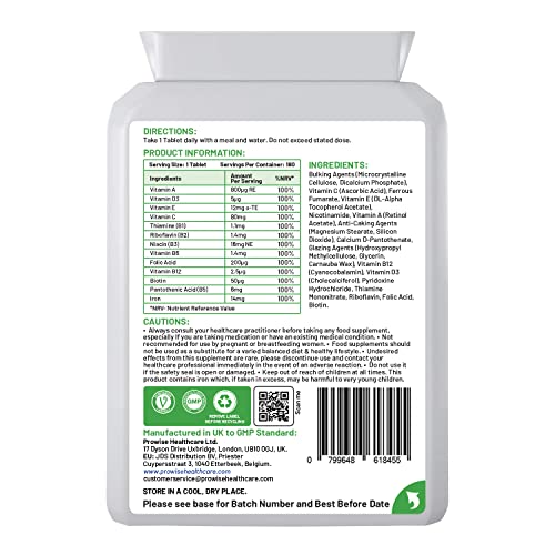 Multivitamin with Iron 180 Tablets (6 Months Dose) | Immune Support | One A Day Multivitamins for Men & Women | UK Manufactured to GMP Guaranteed Quality | Multivitamin Vegetarian by Prowise - Image 3