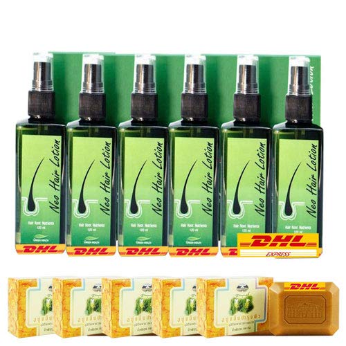 NEW !! NEO HAIR LOTION HAIR TREATMENT BY GREEN WEALTH HAIR ROOT NUTRIENTS GENUINE THAILAND CENTER (PACK OF 6) GENUINE GIFT SET 064-789-9465 [GET FREE TOMATO FACIAL MASK]