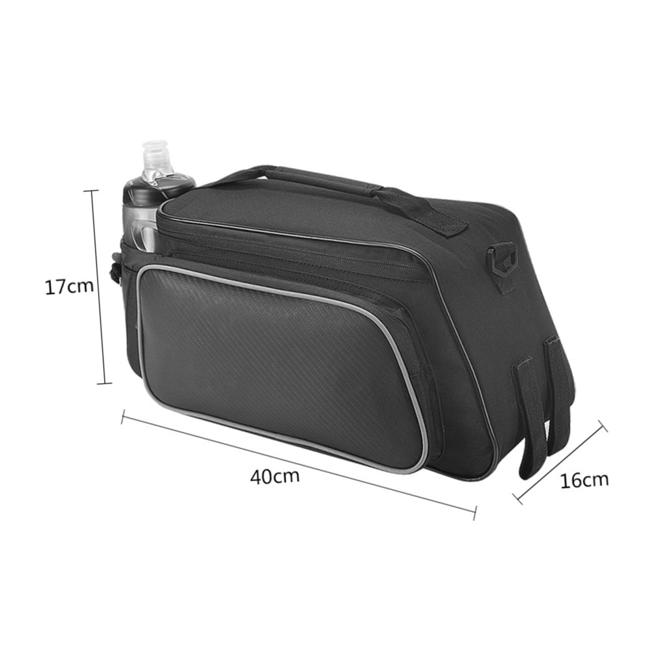 Hohopeti Borsa per Portapacchi Bici, Capienza Ampia in Nylon Nero | Strisce Riflettenti, Vestibilità, per Mountain Bike e Bici da Ragazzo Ragazza