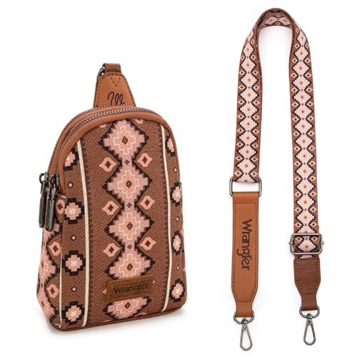 Image of Wrangler Small Sling Bag for Women, Leather Crossbody Bags Cross Body Purse Fanny Packs with Adjustable Strap for Gift