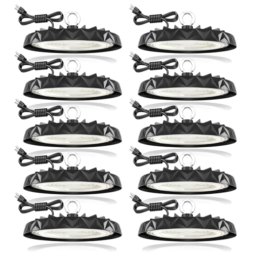 CHMLT LED High Bay Shop Lights 150w with Advanced Heat Dissipation,Aluminum Heat Sink,6000K Daylight,Industrial Warehouse Lighting,UFO Light 10 Pack