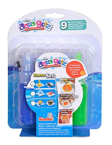 Simba 106322450 Aqua Gelz Starter Set de Figuras Suaves en 3D, sumergir el Gel de Color en Formas, a Partir de 8 años, Mediano