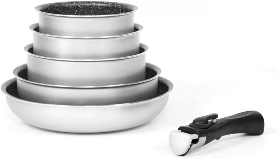 Batterie de cuisine Gris 6 pièces amovibles Arthur Martin
