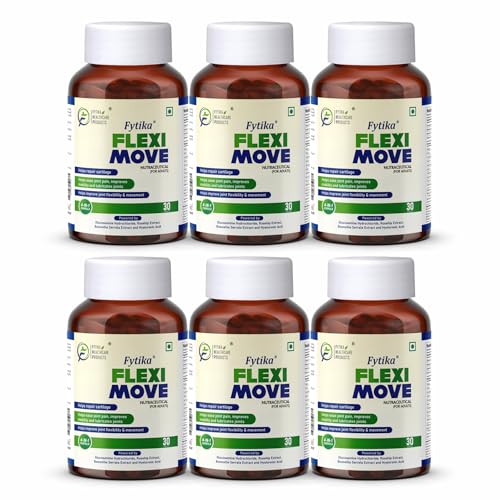 Image of Fytika Flexi Move - Joint Support Supplement, Glucosamine, Rosehip, Boswellia Serrata, Supports Bone, Joint, Cartilage Health, For Men, Women - 180 Tablets (Pack of 6)