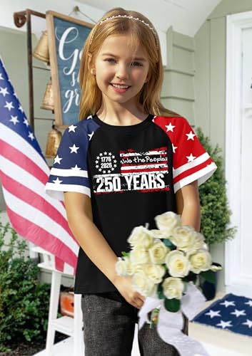 Image of Ithalt Boys Girls USA Shirts Kids 4th of July Shirts American Flag Tshirt Patriotic Top Independence Day Outfit 5-13y