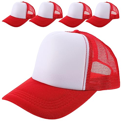 Casquettes de baseball maille respirante légères EXCEART rouges sublimables pour le plein air