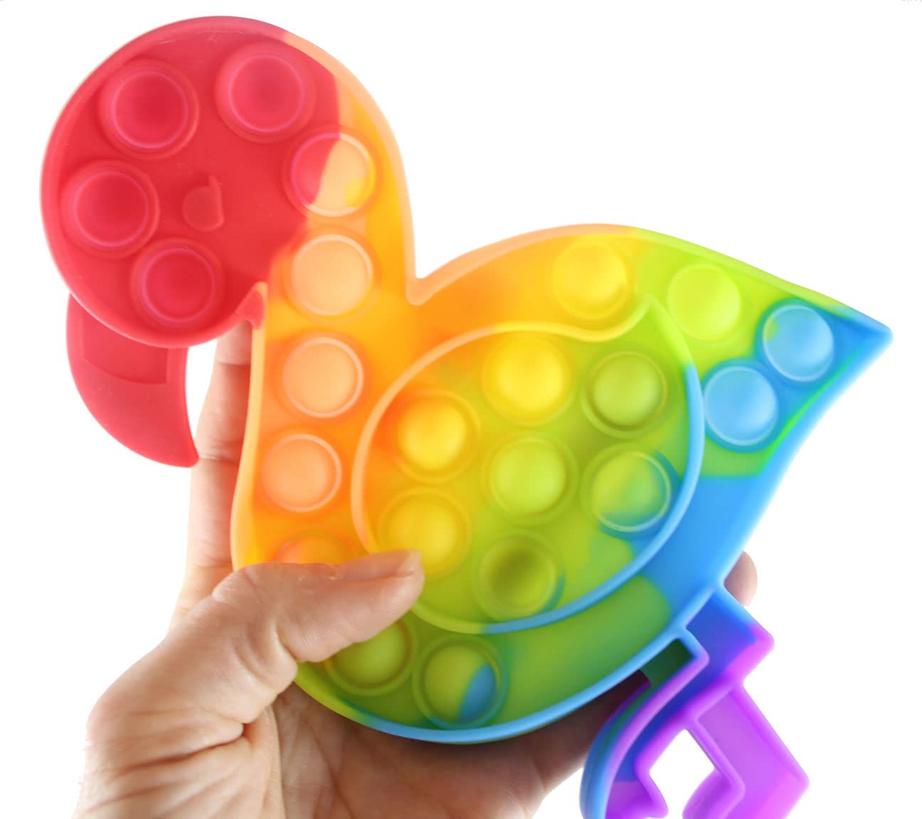 1 Flamingo Rainbow Colorful - Push Poke Bubble Wrap Fidget Toy - Press Bubbles to Pop - Bubble Popper Sensory Stress Toy OT