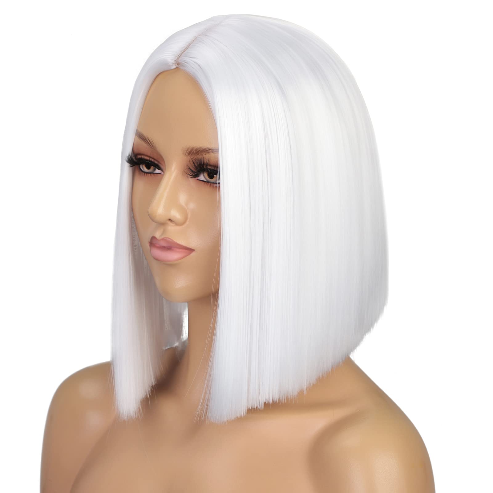 Amazon.co.jp: ENTRANCED STYLES ホワイトウィッグ ショート ボブ