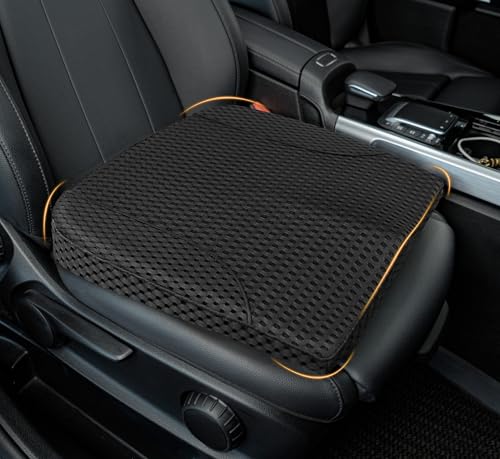 Image of kingphenix Premium Car Seat Cushion, Memory Foam Driver Seat Cushion to Improve Driving View- Coccyx & Lower Back Pain Relief - Seat Cushion for Car, Truck, Office Chair (4D Mesh Black)
