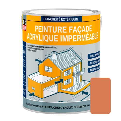PRO COM Peinture façade crépi, façade à relief, imperméabilisation et protection des façades - Durable jusqu'à 10 ans 2.5 litres