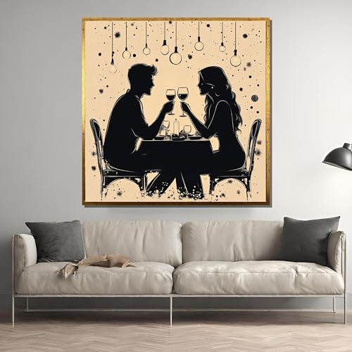 Affiches et impressions salon salle à manger tableau couple vin art mural moderne