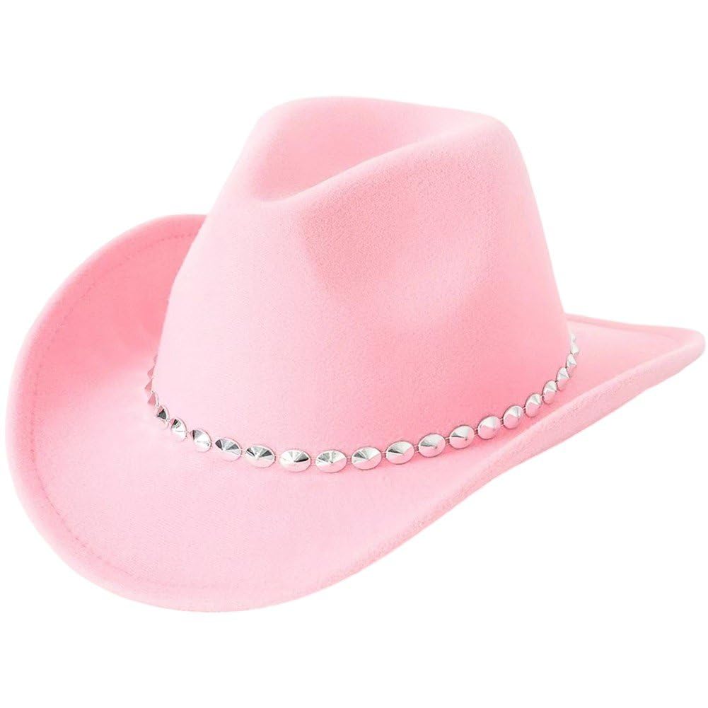 Sofezdo Adult Cowboy Hat Weatern Cowgirl Hat with Sparkly Embellished Wide Brim Sun Protection Derby Panama Hat for Travel Vacation