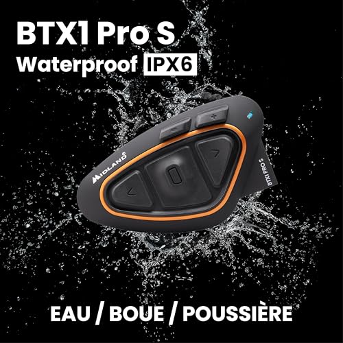 Intercom moto BTX1 Pro S Midland Solo avec bluetooth étanche IPX6 - 6