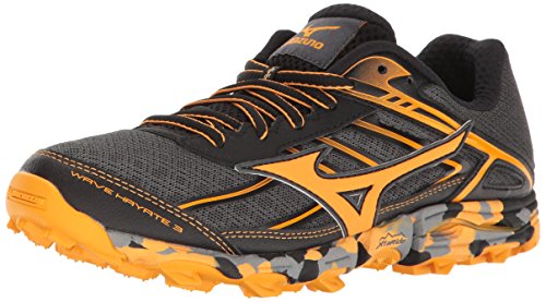 Mizuno Women's Wave Hayate 3 Trail Runner, Dark Shadow/Tangerine Tango, 6.5 B US