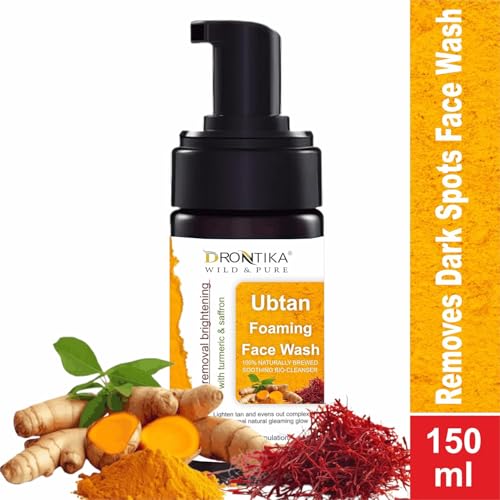 Image of Drontika Wild & PureUbtan Foaming Face Wash with Turmeric and Saffron for Tan Removal - 150ml Brightens Skin | Removes Tan | Gently Exfoliates 150ml. (Ubtan (Turmeric & Saffron))