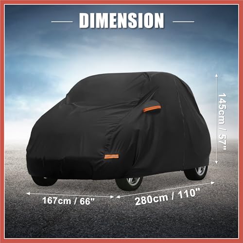 Image of ACROPIX Car Cover for Smart Fortwo 2007-2023 210D-PU Oxford Outdoor Full Car Cover All Weather Waterproof Windproof Protection with Driver Door Zipper Black Car Parts