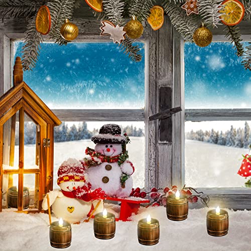Supbri Wine Barrel Solar Candles Outdoor Waterproof,6 Pcs Barrel Solar Tea Lights, Window Candles With Sensor Dusk To Dawn, Small Solar Candles Horror Halloween Decor D2.2 * H3.2 #TOP6