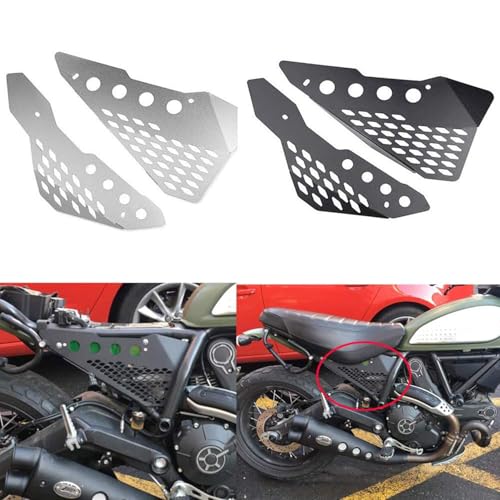 Motorradzubehör Aluminium Side Mid Rahmen Cover Panel Schutzfolie Verkleidung für Scrambler Sixty/Desert Sled/Vollgas/Urban Enduro (Schwarz)