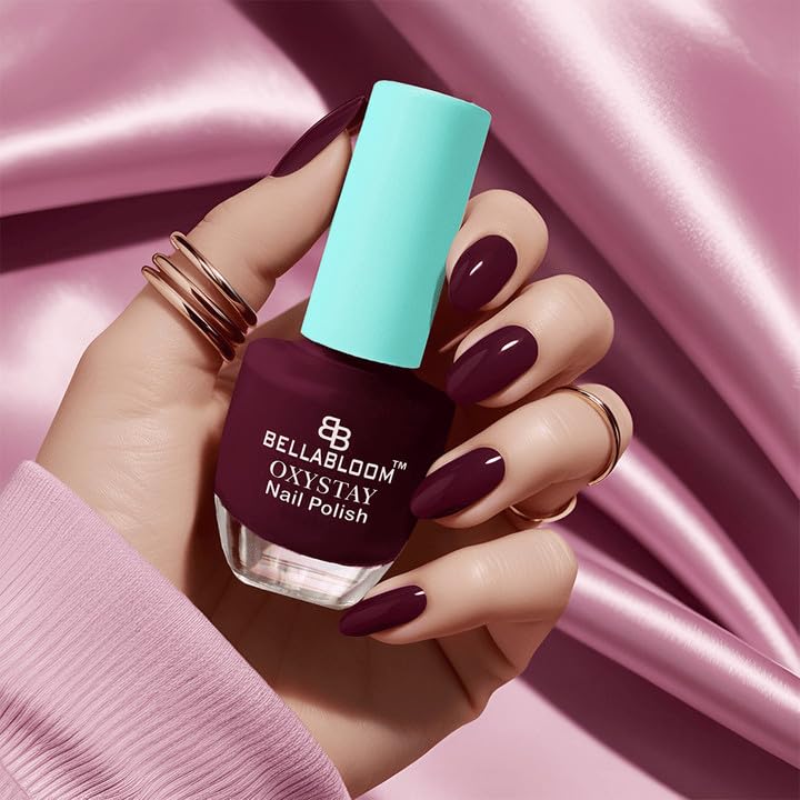 BELLA BOOM OXYSTAY Nail Polish, Deep Burgundy, Long Lasting Formula-image-48