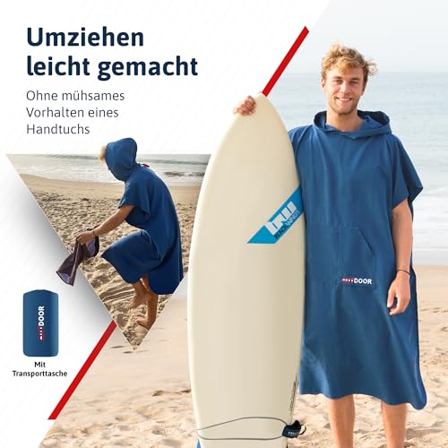 AUTDOOR® Mikrofaser Badeponcho Damen & Herren - nachhaltig aus 100% recycelten PET-Flaschen - Handtuch als Umziehhilfe für Strand und Wassersport - schnelltrocknend & kompakt (Blau, Medium)