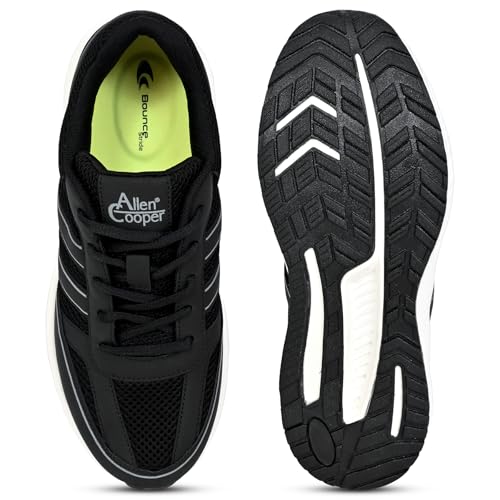 Image of Allen Cooper Training,Road Running,Cricket,Gym,Sports Comfortable Extra Max Cusion with Memory Foam Insole Running Shoes for Men(0624|Black /Grey-Sizes 6,7,8,9,10)