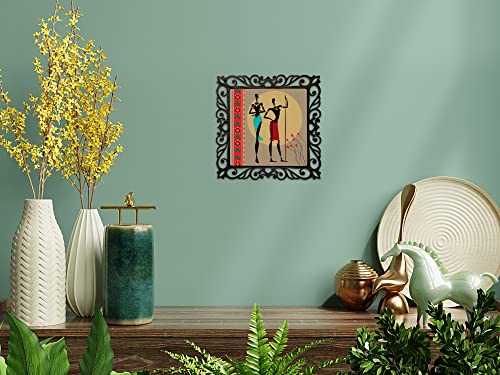 Image of Casa Rica Photo Frame Painting Wall Hanging home decoration for Wall, Living /Bed Room, Lobby(12inch x12inch) Laser Cut(Multicolor) (African Modern Art 1)