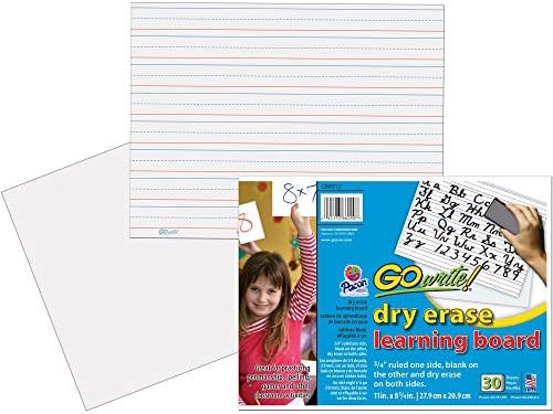 GoWrite! PACLB8512 Dry Erase Learning Sheets, White, 3/4" x 3/8" x 1/4" Ruled, 11" x 8-1/4", 30 Sheets
