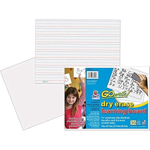 GoWrite! PACLB8512 Dry Erase Learning Sheets, White, 3/4" x 3/8" x 1/4" Ruled, 11" x 8-1/4", 30 Sheets Cover