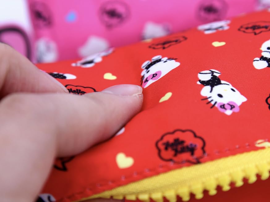 Image of Bandal & Neoul Kitty's Officially Licensed Pink & Red Writing Instrument Pouch with Bold Zipper (Red)