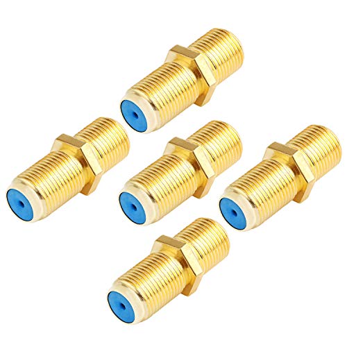 SAISN F81 F-Type Coaxial Cable Adapter 5 Pack Gold