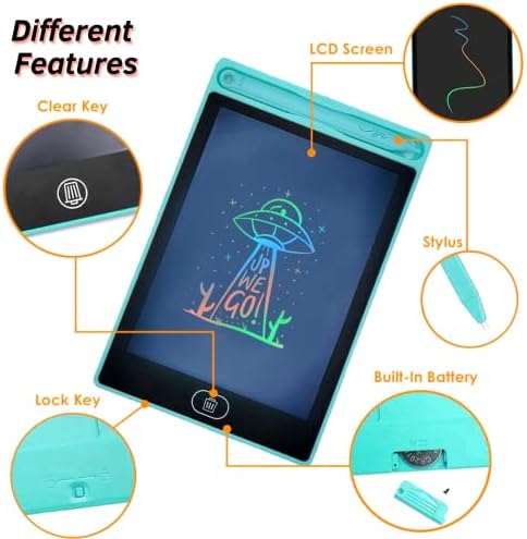 Riff Ruffle Goodie Gifts LCD Writing Tablet for Kids - 12-Pack Writing Tablets, 6.5" Doodle Board, One-Click Erasure, Easy to Use Drawing Board - LCD Tablet Writing Board Gifts, Kids Drawing Pad Toys