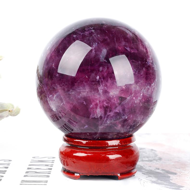 Boule de fluorite violette polie 60mm en pierre naturelle d'artisanat