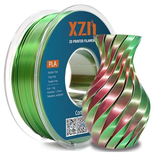 ⚡ XZN Silk PLA Filament 1.75mm Dual Color Green Red 1KG, Metal-Like Shiny 3D Printer Filament, Precision ±0.02mm, Neatly Wound, No Clog/Bubble, Durable, Excellent Layer Adhesion, Fits Most FDM Printers