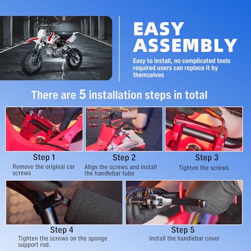 DREAMIZER Pit Bike Lenker 7/8 Zoll für Motorräder, Universales Geländemotorrad-Lenkerstange mit Querstangenpolster für YZF CRF RMZ KLX DRZ KXF EXC Motocross Enduro Quad ATV