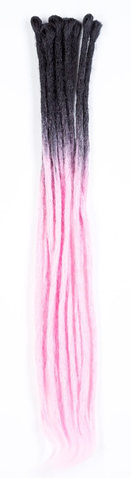 DreadLab - Synthetic Dreadlocks Crochet Hair Extensions 10 Pack Ombre Single Ended (Black Pink Transitional)