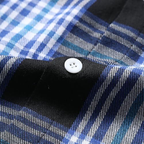 Men Flannel Hooded Shirt Casual Button Down Blouse Plaid Long Sleeve Hoodie - image 7