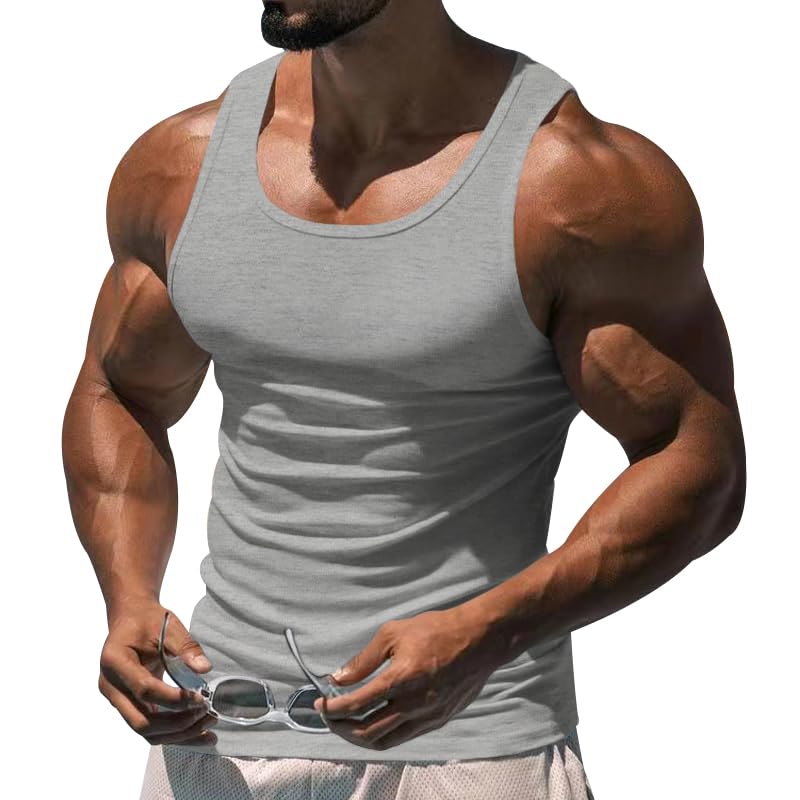 Men's Gym Workout Tank Tops - Soft Lightweight Sleeveless Muscle Shirts for Beach & Athletic Wear